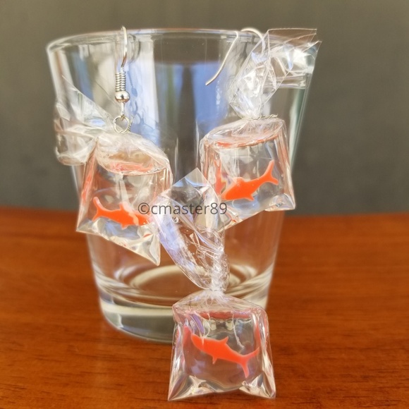 Clear Fish In A Bag Earring & Pendant Set - NEW - Picture 5 of 8